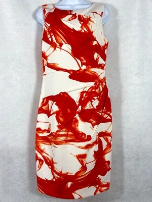 Vestido para mujer Calvin Klein 10 blanco rojo funda buceo elástico sin mangas usado en excelente estado Foto 1 de 4