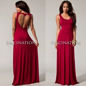 Nuevo VESTIDO MAXI SIN MANGAS LARGO DÍA DE SAN VALENTÍN CORTE CORAZÓN ROJO SUAVE PARA MUJER S M L EE. UU. - Imagen 1 de 8