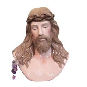 Catholic Jesus Bust Figurine 5 inch Statue Porcelain Ceramic Thorny Crown - Picture 1 of 3