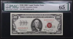 PMG Gem Uncirculated 65 EPQ Series 1966 $100 United States Note - Picture 1 of 2