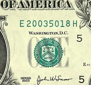 Rare Matching GEM 2003 Series + Serial $1 Bill Federal Reserve Note - Picture 1 of 3