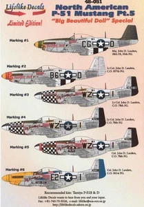 Lifelike Decals 1/48 48-051 North-American P-51 Mustang Pt.5 Big Beautiful Doll - Bild 1 von 4