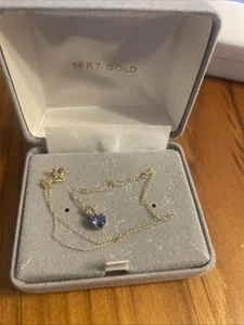 14k Yellow Gold Heart shaped Blue Topaz Pendant with 18” chain .65 grams - Picture 1 of 6