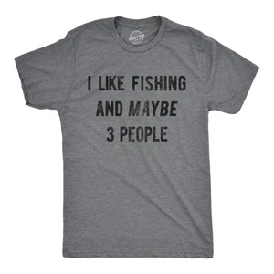 Mens I Like Fishing And Maybe 3 People T shirt Funny Hunting Graphic Gift Dad - Picture 1 of 11
