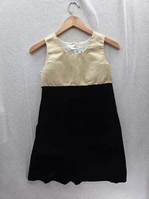 POSIES Marianne Vintage Sleeveless Beige Black velvet Girl's Dress Size-10 - Image 1 of 4