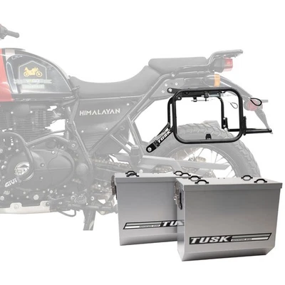 Alforjas de aluminio Tusk con alforjas V2 medianas plateadas para Kawasaki KLR650 Foto 1 de 4