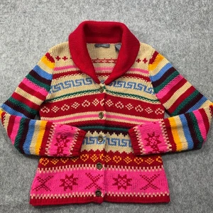 Vtg Liz Claiborne Fair Isle Wool Blend Cardigan Sweater Small Colorful Nordic S - Picture 1 of 9
