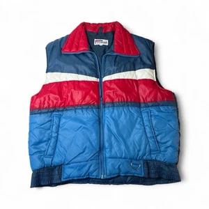 Vintage Snowdrift Weste Herren XL rot blau Colorblock Puffer Chevron 70er 80er - Bild 1 von 10