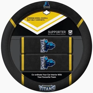NRL Steering Wheel Cover & Seat Belt Buddies - Titans - ACNRL-TTN22 - Picture 1 of 1