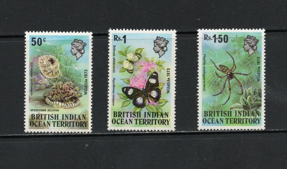 S7788 B.I.O.T.   Mariposas 1973, arañas, vida marina 3v.   MNH Foto 1 de 1