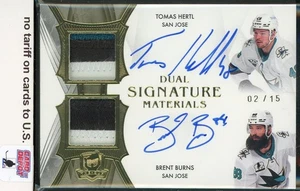 2020-21 The Cup Signature Materials Dual Patch #BH Tomas Hertl/Brent Burns 02/15 - Picture 1 of 2