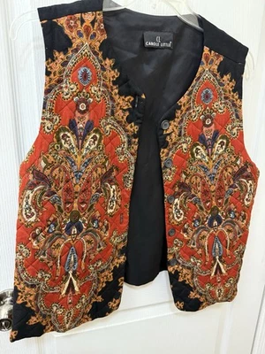 Carole Little  Quilted Vest Rust/paisley - Image 1 of 4