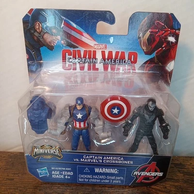 НОВЫЕ фигурки Капитана Америка против скрещенных костей Marvel 2016 Miniverse Civil War 2,5 дюйма - Изображение 1 из 4