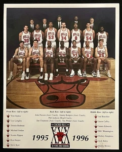 1995-96 Chicago Bulls Team 8x10 NBA Champions Jordan Pippen The Last Dance - Picture 1 of 1