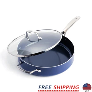 5QT Toxin Free Nonstick Saute Pan Dishwasher Safe w/ Glass Lid New - Picture 1 of 6