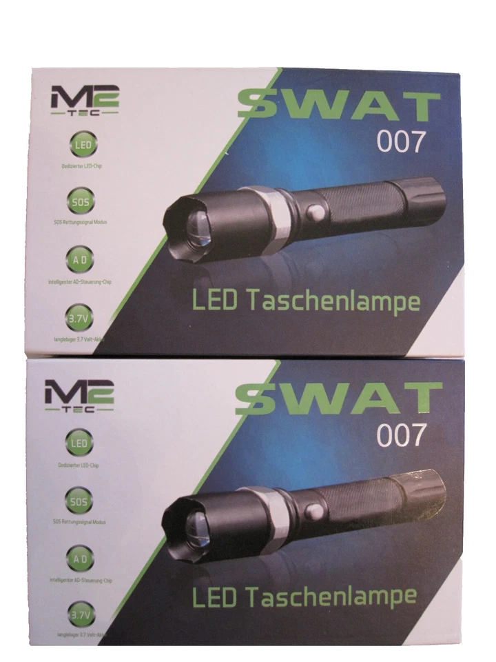 2 uds. Linterna Swat LED Cree + 4 baterías + cable de carga USB Zoom Light - Imagen 1 de 2