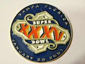 SUPER BOWL XXXV ~ TAMPA FLORIDA JANUARY 28th 2001 ~ ENAMEL LAPEL PIN - Picture 1 of 2