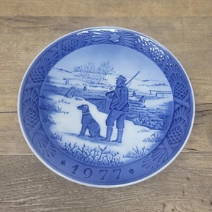 Royal Copenhagen Blau & Weiß Sammler Teller Weihnachten 1977 Immervad Bridge - Bild 1 von 3
