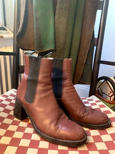 leather burgundy 90s vintage heeled Free Lance ankle boots - Picture 1 of 5