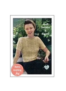 1940's Ladies Sports Sweater and Snood Knitting and Crochet Pattern Bust 35 - Picture 1 of 2