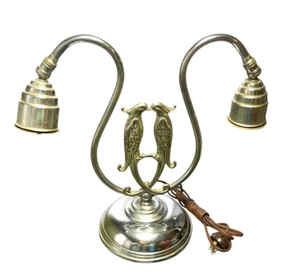 Original RARE Art Deco Chrome Parrots Figural Double Lamp, All Original - Picture 1 of 4