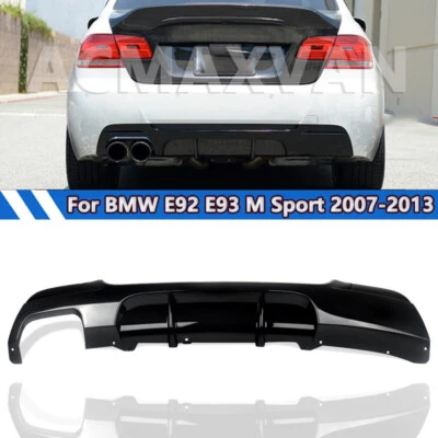 M SPORT REAR BUMPER DIFFUSER FOR BMW E92 & E93 328i 330i 2006-2014 GLOSS BLACK - Image 1 of 4