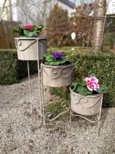 Shabby Chic Pflanztopf Udine 3-teilig Blumenständer Pflanztopf Gartendeko Metall - Bild 1 von 7