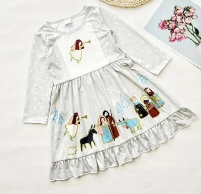 Vestido único con volantes de Navidad Angel para niñas. Manga larga. Nuevo en paquete. Talla 6. Foto 1 de 4