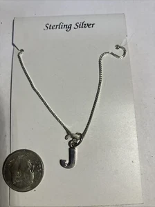 sterling silver j initial pendant necklace - Picture 1 of 5