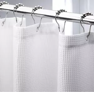 Waffle Shower Curtain Shower Textured Heavy Duty Fabric Bathroom Curtains 72X72" - Picture 1 of 8