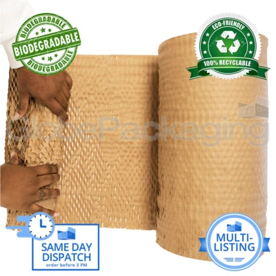 BIODEGRADABLE HONEYCOMB PAPER WRAP ROLLS ECO KRAFT HIVE PROTECTION *ALL SIZES* - Image 1 of 4
