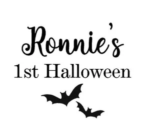 Personalised Baby's 1st Halloween Vinyl Sticker Decal Label (STICKER ONLY) BATS - Picture 1 of 2