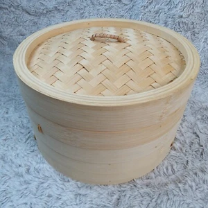 Bamboo Steamer basket 6" Dumpling Steamer Classic Two Tier Design With Top - Picture 1 of 6