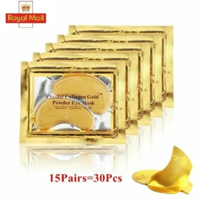 15Pairs Beauty Korean Cosmetics 24K Gold Crystal Collagen Eye Mask Sheet Mask Da - Image 1 of 4