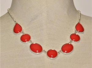 NWT Liz Claiborne Collar De Garganta De Plástico Rojo En Forma De OVAL De 16" - Imagen 1 de 2