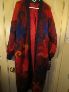 GENNIE DE LANGE New Zealand MOHAIR SWEATER JACKET Mod Artist NEW WAVE Size XL - Picture 1 of 12