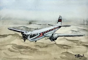 ACUARELA ORIGINAL - Douglas DC-3. - Imagen 1 de 1