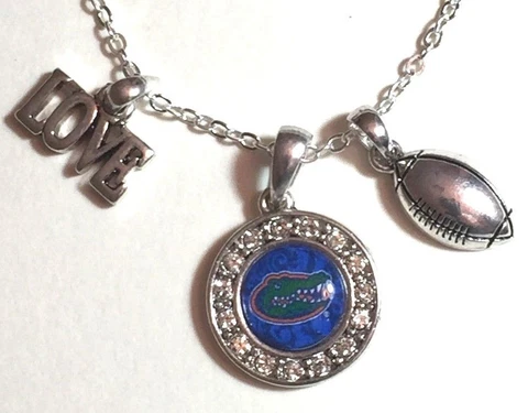 New Florida Gators Love Football 18" Necklace,Charm,Gift For Her Mom Cover