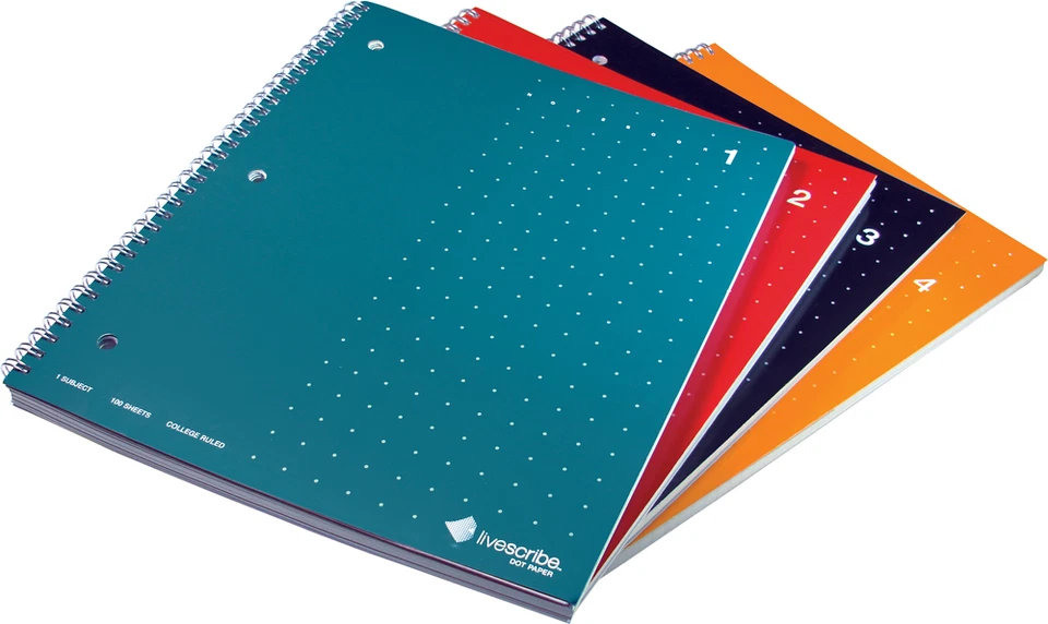 Livescribe Dot Matrix College-Ruled Notebooks - Asst 8.5x11in 80Sht Bulk 4 pack  - Image 1 of 1