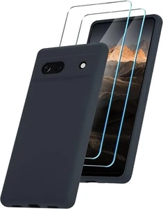 Pour Google Pixel 7A Coque arrière Gel Silicone NOIR + 2 Verres Trempé - Photo 1 sur 1
