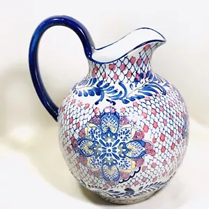 Brocca dipinta a mano stile mediterraneo blu goffrato espressioni dipinte a mano - Foto 1 di 5