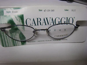 CARAVAGGIO EYEGLASS FRAMES Style ROSIE Sz. 47-19-140 BLUE Free UNGER CASE - Picture 1 of 3