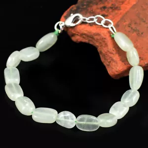 Pulsera de cuentas ovaladas de aventurina verde natural de 7" de largo 76,00 quilates PK 09E149 - Imagen 1 de 2