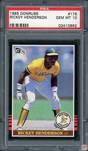 1985 DONRUSS RICKEY HENDERSON #176 PSA 10 POP 136 (862)