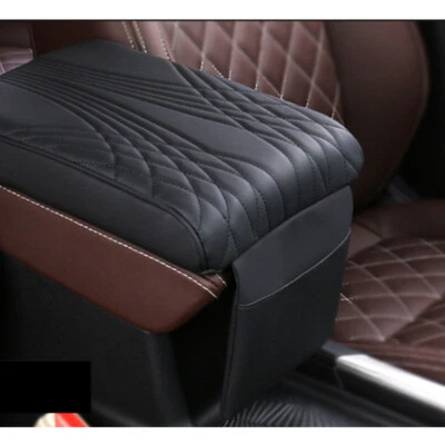 Black PU Car Auto Armrest Pad Interior Center Console Armrest Box Cover Mat×1PCS - Image 1 of 4