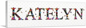 ARTCANVAS KATELYN Girls Name Room Decor Panoramic Canvas Art Print - Picture 1 of 11