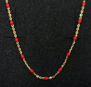 Collar oro 18k 750 mls. Cadena Con Esmaltes Rojos - Imagen 1 de 5