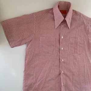 Vintage Sears King Road Perma Prest Shirt White Red Pattern Size M Medium - Picture 1 of 15