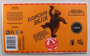 PEGATINA Sea Legs DANCING BEAR cerveza etiqueta AUSTRALIA 440 ml - Imagen 1 de 1