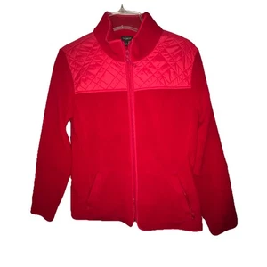 Giacca in pile Talbots rossa con dettagli trapuntati media usata in ottime condizioni rosso Natale - Foto 1 di 9